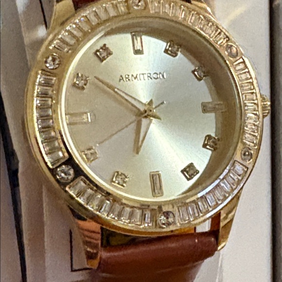 Armitron Gold-Tone Watch with Brown Strap - Picture 3 of 3